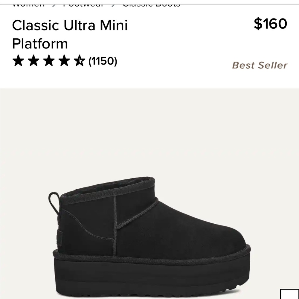 Classic Ultra Mini Platform Boots - Black